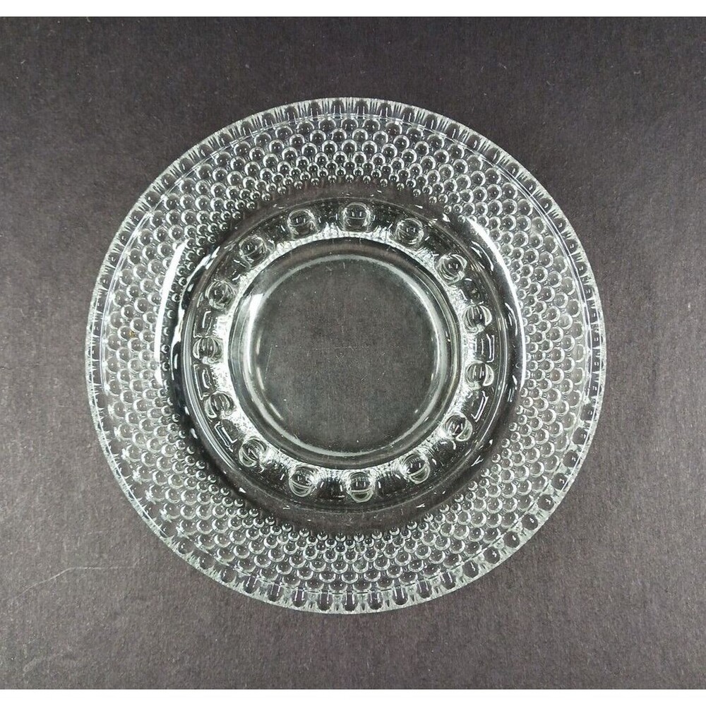 VTG Anchor Hocking Hobnail Bubble Clear Glass Ashtray Candle Tray 4.5 in MCM